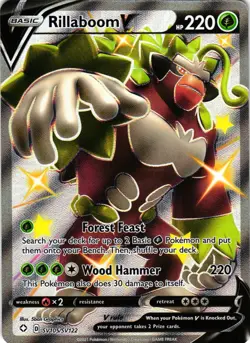 Rillaboom V SV105/SV122 V Rare Shining Fates Shiny Vault Pokemon - Image 1