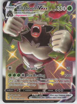 Pokemon Rillaboom VMAX Shiny Holo Rare Shining Fates: Shiny Vault SV106/SV122 - Image 1