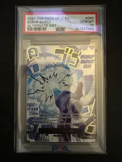 2025 ONE PIECE BOEUF BURST #060 OP12-LEGACY OF THE MASTER ALT ART PSA 10 GEM MT - Image 1