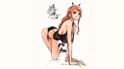 Anime shellmaru one piece nami simple background hanging Playmat Gaming Mat Desk - Image 1