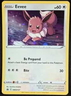 Eevee 2021 Black Star Promo Cosmos Holo Pokemon Card SWSH127 (NM) - Image 1