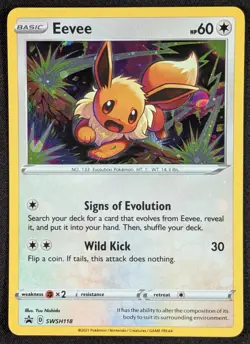 Eevee 2021 Black Star Promo Cosmos Holo Pokemon Card SWSH118 (NM) - Image 1