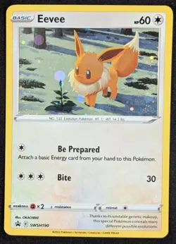 Eevee 2022 Black Star Promo Cosmos Holo Galaxy SWIRL Pokemon Card SWSH190 (NM) - Image 1