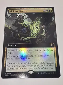 NM Extended Art Foil Vicious Rivalry, MTG, Secrets of Strixhaven, Magic, 359 - Image 1