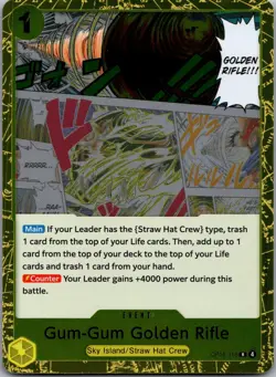 GUM-GUM GOLDEN RIFLE OP15-116 ADVENTURE ON KAMI'S ISLAND ONE PIECE FOIL NM/M - Image 1