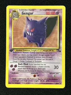 Pokemon Gengar 20/62 (1st Edition) Fossil *Near Mint* Never Played Card - Image 1