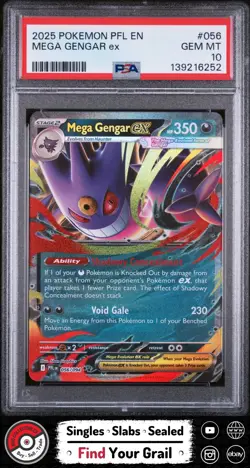 PSA 10 MEGA GENGAR EX 056 2025 PFL EN-PHANTASMAL FLAMES POKEMON CARD - Image 1