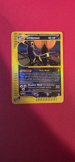 Umbreon Aquapolis Reverse Holo Rare 80 HP Stage 1 English Pokemon Card 2002 - Image 2