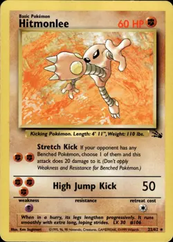 Pokemon TCG Card WOTC Vintage Wizards Hitmonlee (22) 22/62 Fossil 22/62 - Image 1