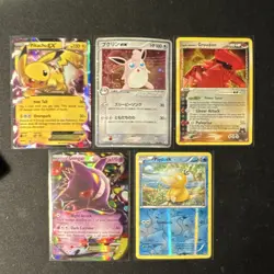 Pokemon TCG 5 Holo Cards Lot Pikachu EX Gengar EX Psyduck Wigglytuff English - Image 1