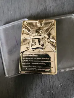 Pokemon PIKACHU Trading Card Bar 23K Gold Plated 1999 Burger King - Image 2