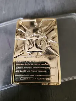 Pokemon PIKACHU Trading Card Bar 23K Gold Plated 1999 Burger King - Image 3