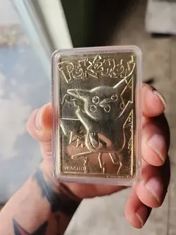 Pokemon PIKACHU Trading Card Bar 23K Gold Plated 1999 Burger King - Image 4