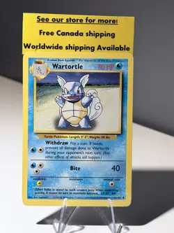 Wartortle 42/102 1999 Base Set Unlimited Pokemon Card Vintage Uncommon - MP - Image 1