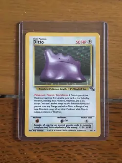 Original 1999 Pokemon DITTO fossil Holographic Card 3/62 - Image 1