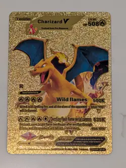 Pokemon Charizard V 508HP Evolution Wild Flames Gold Foil Fan Art Card SMP 26-43 - Image 1