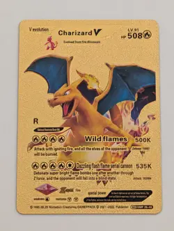 Pokemon Charizard V 508HP Evolution Wild Flames Gold Foil Fan Art Card SMP 26-43 - Image 3