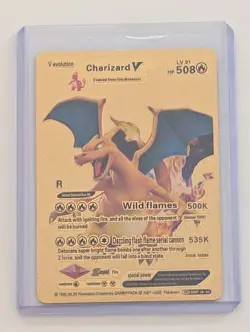Pokemon Charizard V 508HP Evolution Wild Flames Gold Foil Fan Art Card SMP 26-43 - Image 5