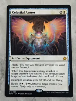 Celestial Armor | MTG FDN | White Artifact Equipment Flash Commander Rare | NM - Image 1