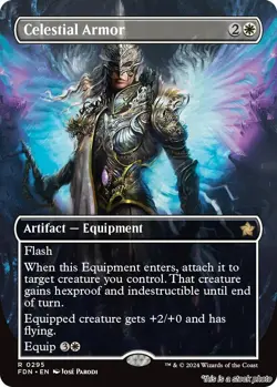 Celestial Armor (Borderless) [FDN - 295] - NM TCG MTG - Image 1