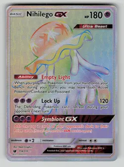 Nihilego GX 114/111 Rare Rainbow Crimson Invasion Pokemon NM - Image 1