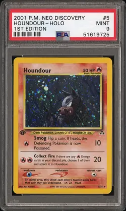 Pokemon Houndour Neo Discovery 1st Edition Holo Rare #5 PSA 9 Mint - Image 1