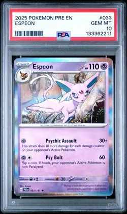 PSA 10 Espeon 033/131 | 2025 Prismatic Evolutions PRE | Holo | EN - Image 1