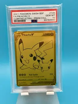 2021 POKEMON SWSH BLACK STAR PROMO #145 FULL ART/PIKACHU V PSA 10 - Image 1