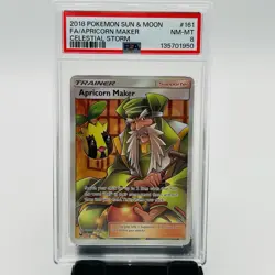 APRICORN MAKER 2018 Pokemon #161/168 PSA 8 NM-MT S&M Celestial Storm Full Art - Image 1
