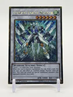 Yu-Gi-Oh! Stardust Charge Warrior Gold Secret Rare 1st Edition PGL3-EN005 NM - Image 1