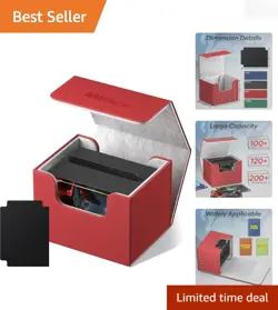 Elegant Commander Deck Box for 100+ Cards - Magnetic Closure, Red Faux Leather - Image 1