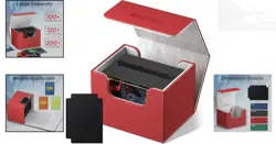 Elegant Commander Deck Box for 100+ Cards - Magnetic Closure, Red Faux Leather - Image 2