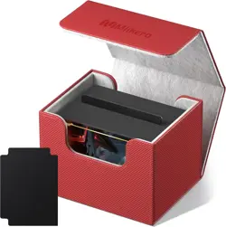 Elegant Commander Deck Box for 100+ Cards - Magnetic Closure, Red Faux Leather - Image 3