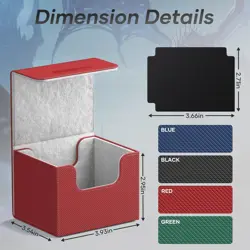 Elegant Commander Deck Box for 100+ Cards - Magnetic Closure, Red Faux Leather - Image 4