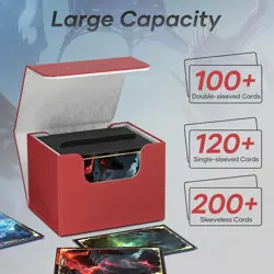 Elegant Commander Deck Box for 100+ Cards - Magnetic Closure, Red Faux Leather - Image 5
