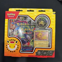 Pokemon Day 2026 Collection Box Pikachu Promo Card Coin 3 Booster Packs - Image 1
