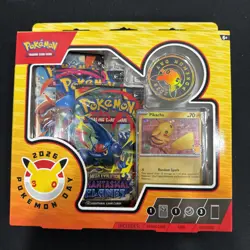 Pokemon Day 2026 Collection Box Pikachu Promo Card Coin 3 Booster Packs - Image 1