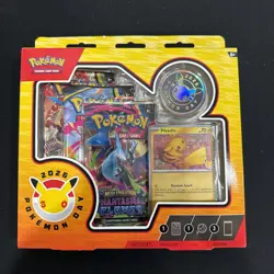 Pokemon Day 2026 Collection Box Pikachu Promo Card Coin 3 Booster Packs - Image 1