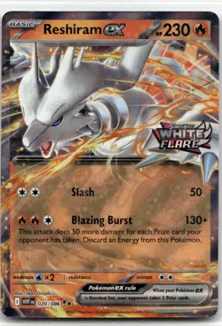 Reshiram ex (White Flare Stamped) Holo Double Rare Miscellaneous Cards & Product - Image 1