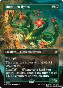 Mossborn Hydra (Borderless) [FDN - 337] - NM TCG MTG - Image 1