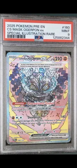 2025 POKEMON PRE EN CS MASK OGERPON ex SPECIAL ILLUSTRATION RARE #160 MINT 9 - Image 2