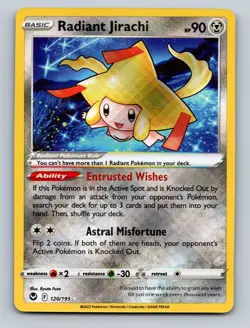 Pokemon TCG Radiant Jirachi Holo Radiant Rare SWSH12: Silver Tempest 120/195 - Image 1