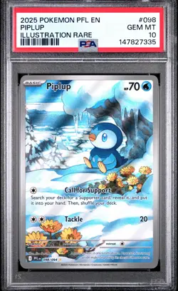 2025 POKEMON PFL EN-PHANTASMAL FLAMES PIPLUP #098 PSA 10 - Image 1