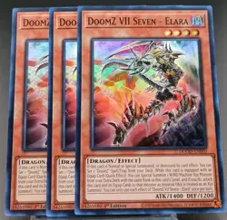 Yugioh! 3x DoomZ VII Seven - Elara DOOD-EN010 Super Rare 1st Ed NM - Image 1