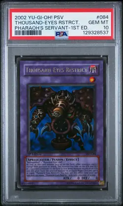 2002 YU-GI-OH! PSV-PHARAOH'S SERVANT 1ST EDITION THOUSAND-EYES RESTRICT PSA 10 - Image 1
