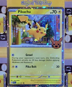 Pokemon Pikachu Trick or Trade BOOster 018/091 Cosmos Holo Swirl Holo Bleed NM - Image 1