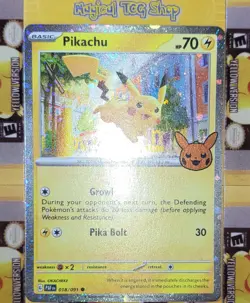 Pokemon Pikachu Trick or Trade BOOster 018/091 Cosmos Holo Swirl Holo Bleed NM - Image 4