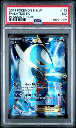 2013 POKEMON B&W PLASMA FREEZE #113 FULL ART/LATIOS EX PSA 7 - Image 1