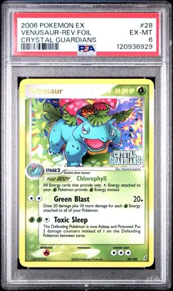 2006 POKEMON EX CRYSTAL GUARDIANS #28 VENUSAUR REVERSE PSA 6 - Image 1