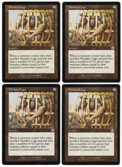 Monkey Cage x4 4x 1999 Mercadian Masques PLAYSET Colorless Artifact MTG NM AZ1 - Image 1